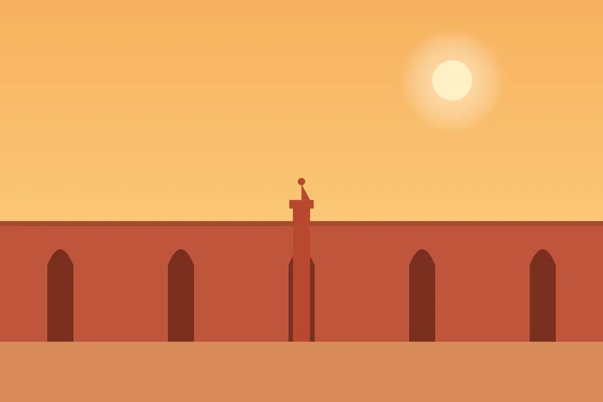The red walls and minaret of Marrakech