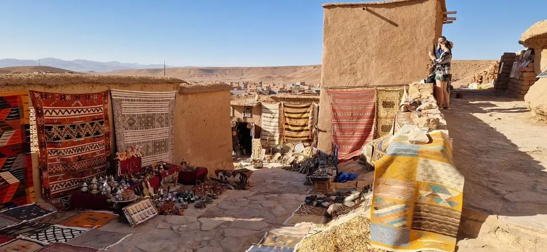 Kasbah Taourirt in Ouarzazate with blue sky