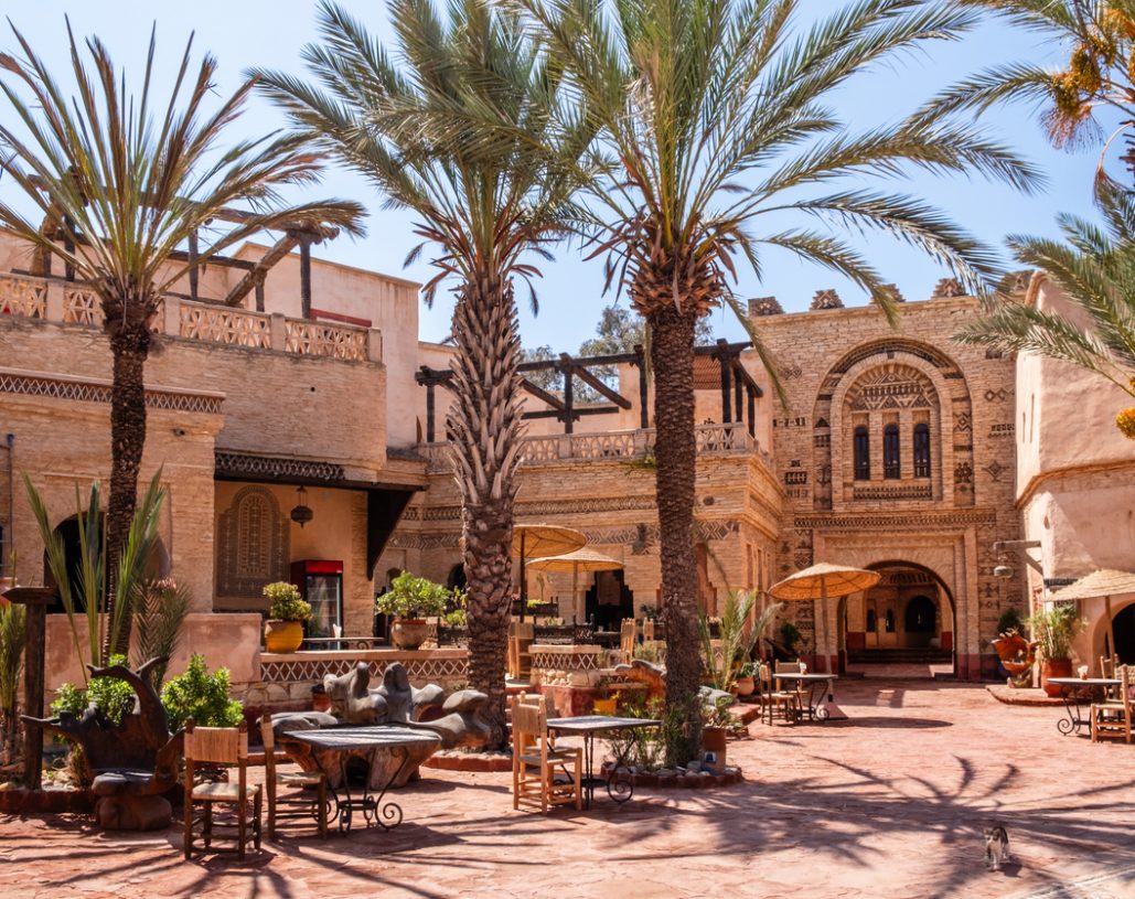 Agadir Medina - reconstruction of Agadir's old town with traditional Moroccan architecture, Morocco. Beautiful medieval citadel.
